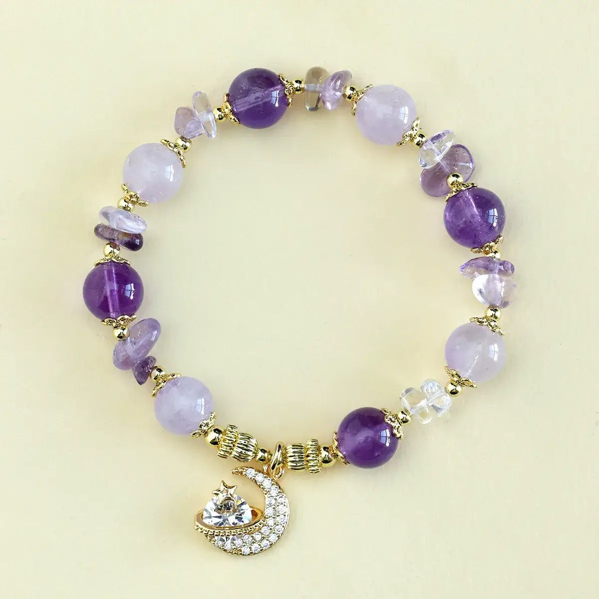 Amethyst star and moon bracelet