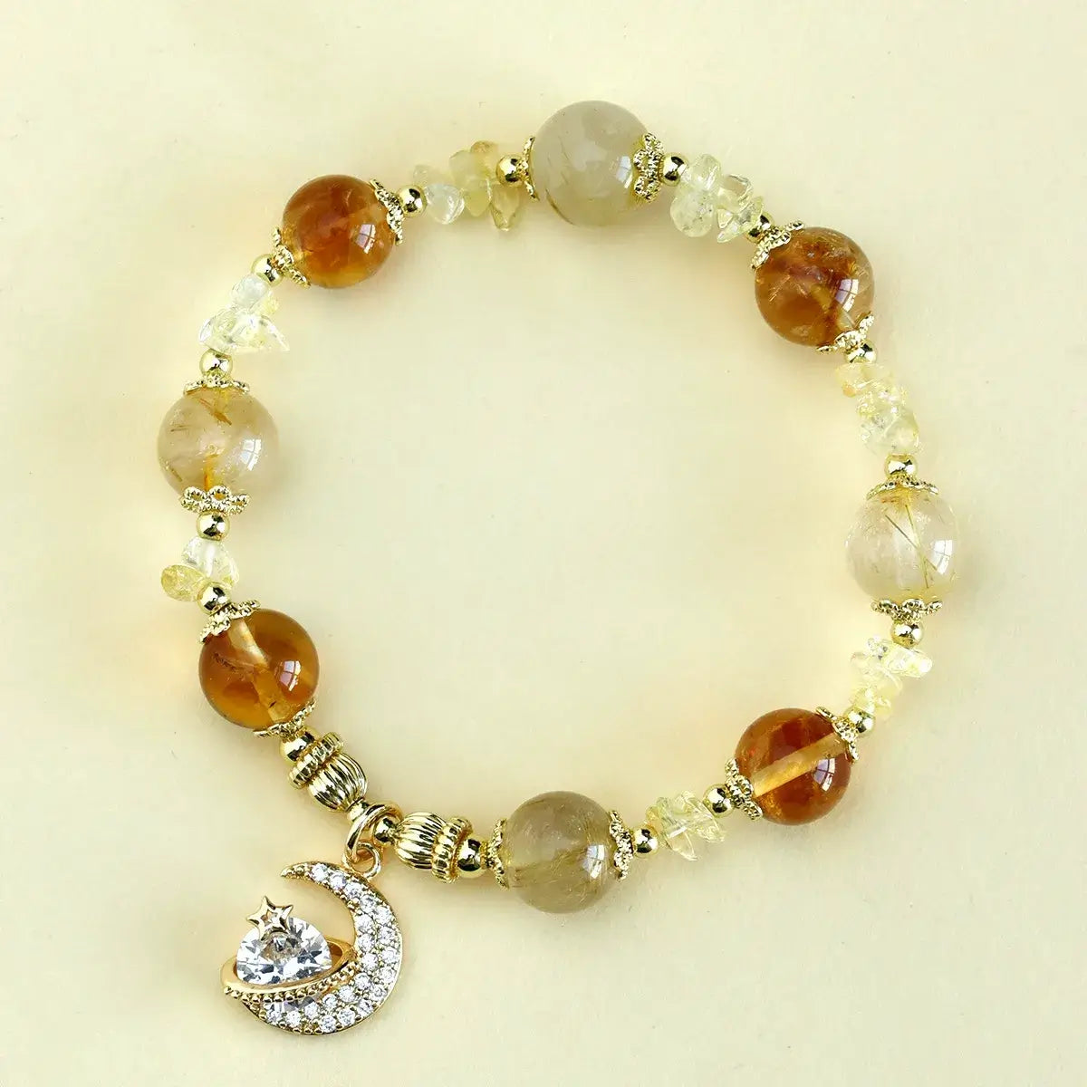 Citrine star and moon bracelet