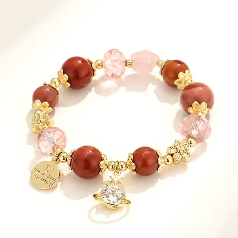 Peach oolong dark brown starry sky bracelet