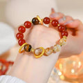 Red agate yellow pagoda crystal bracelet