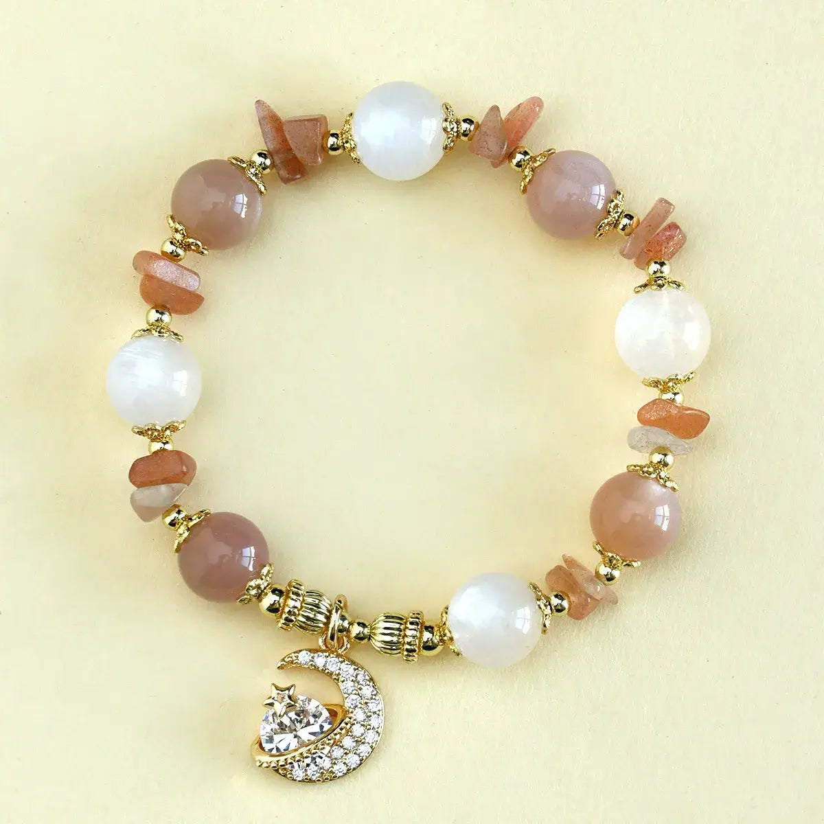 Sunstone star and moon bracelet
